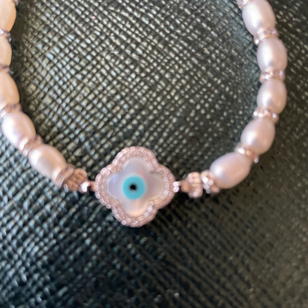 Silver with fresh water pearl 7 1/2 inch size - Picture 2 of 2